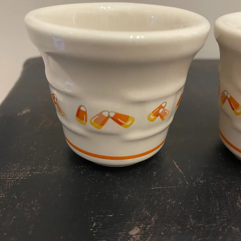 Candy Corn Votive Holders, Longaberger Pottery Woven Traditions